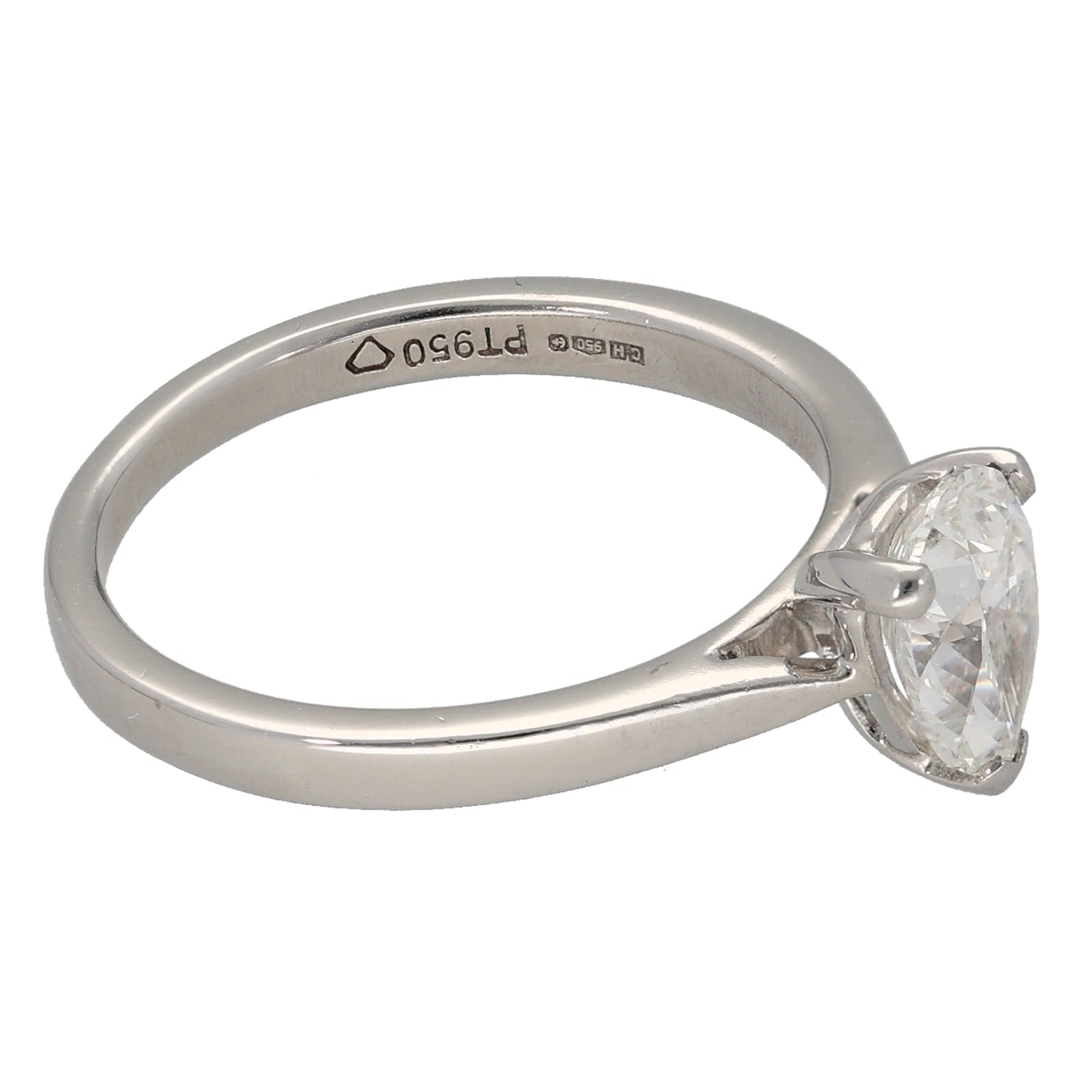Platinum 1.00ct Diamond Solitaire Ring Size L