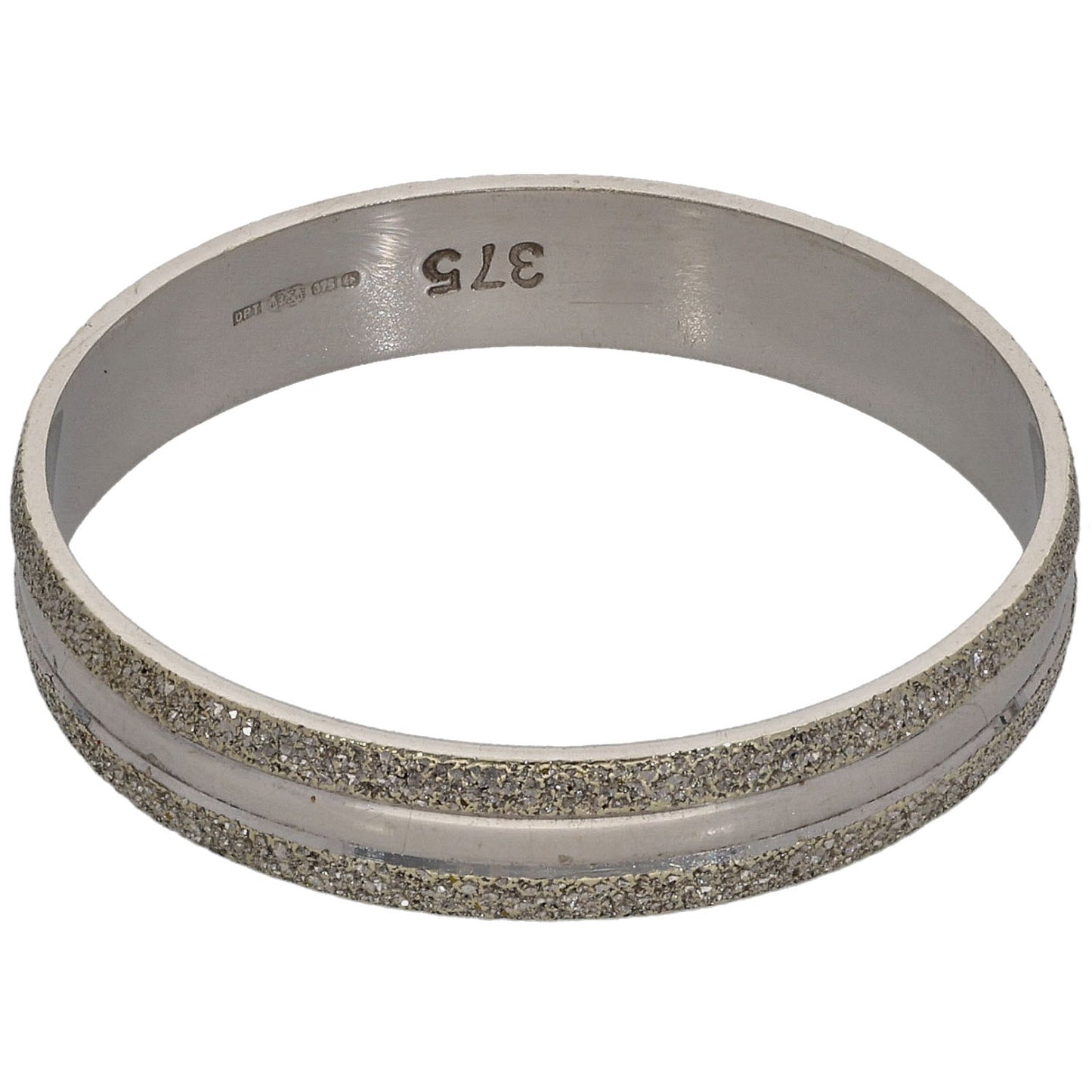 9ct White Gold Patterned Wedding Ring Size V