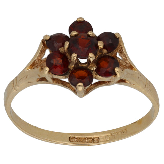 9ct Gold Garnet Dress/Cocktail Ring Size P