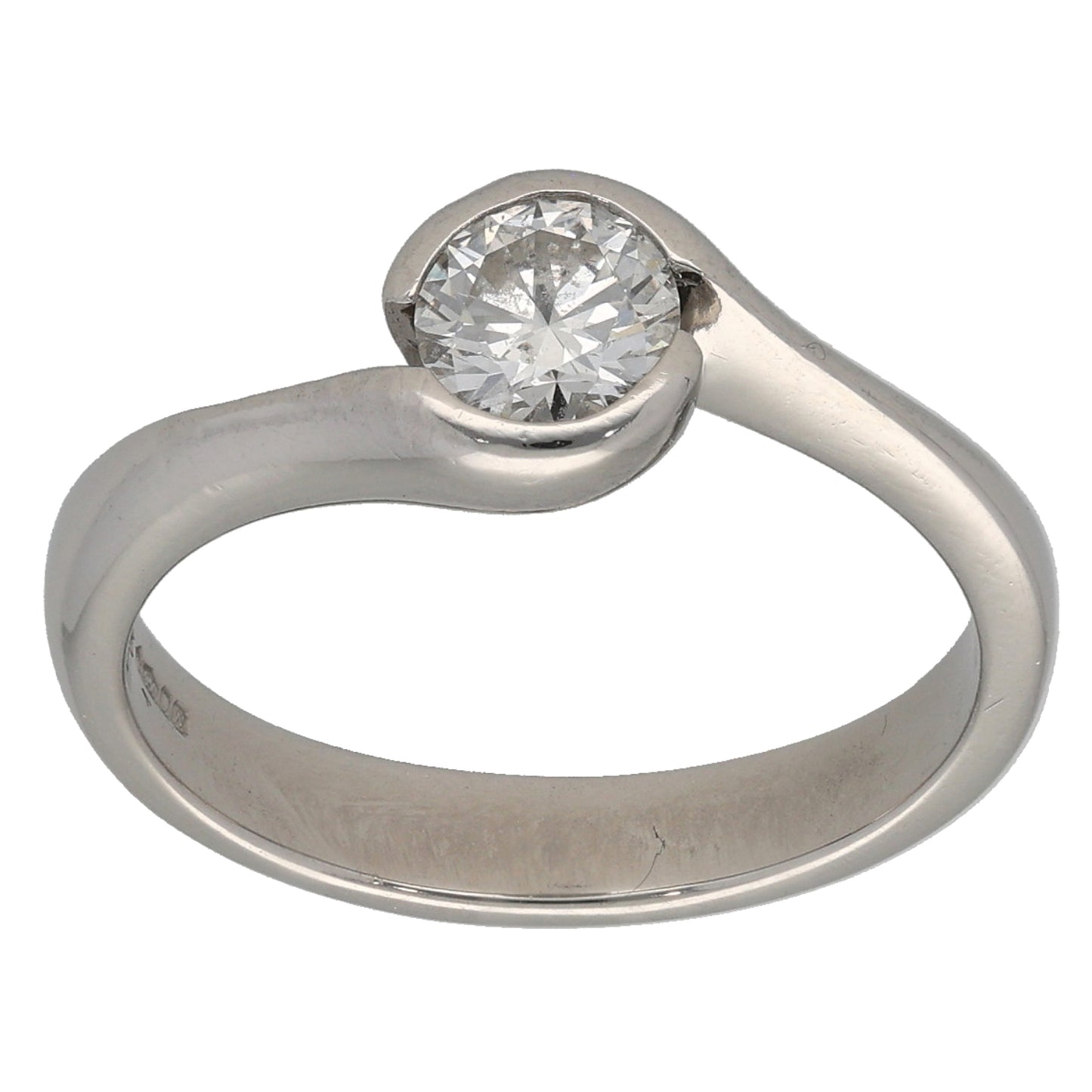 Platinum 0.47ct Diamond Solitaire Ring Size L