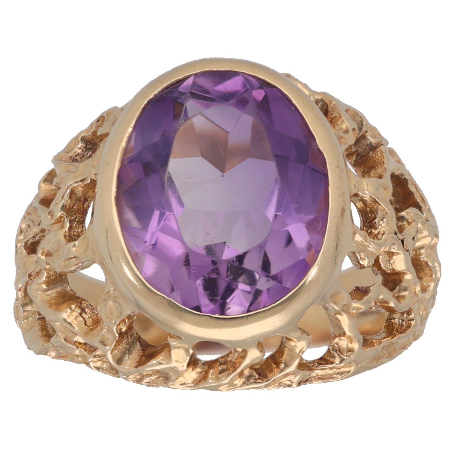 9ct Gold Amethyst Solitaire Ring Size L