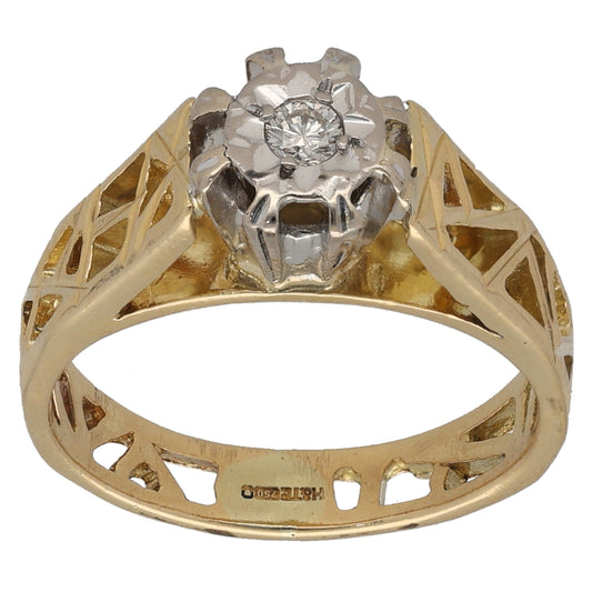 18ct Gold 0.10ct Diamond Solitaire Ring Size K