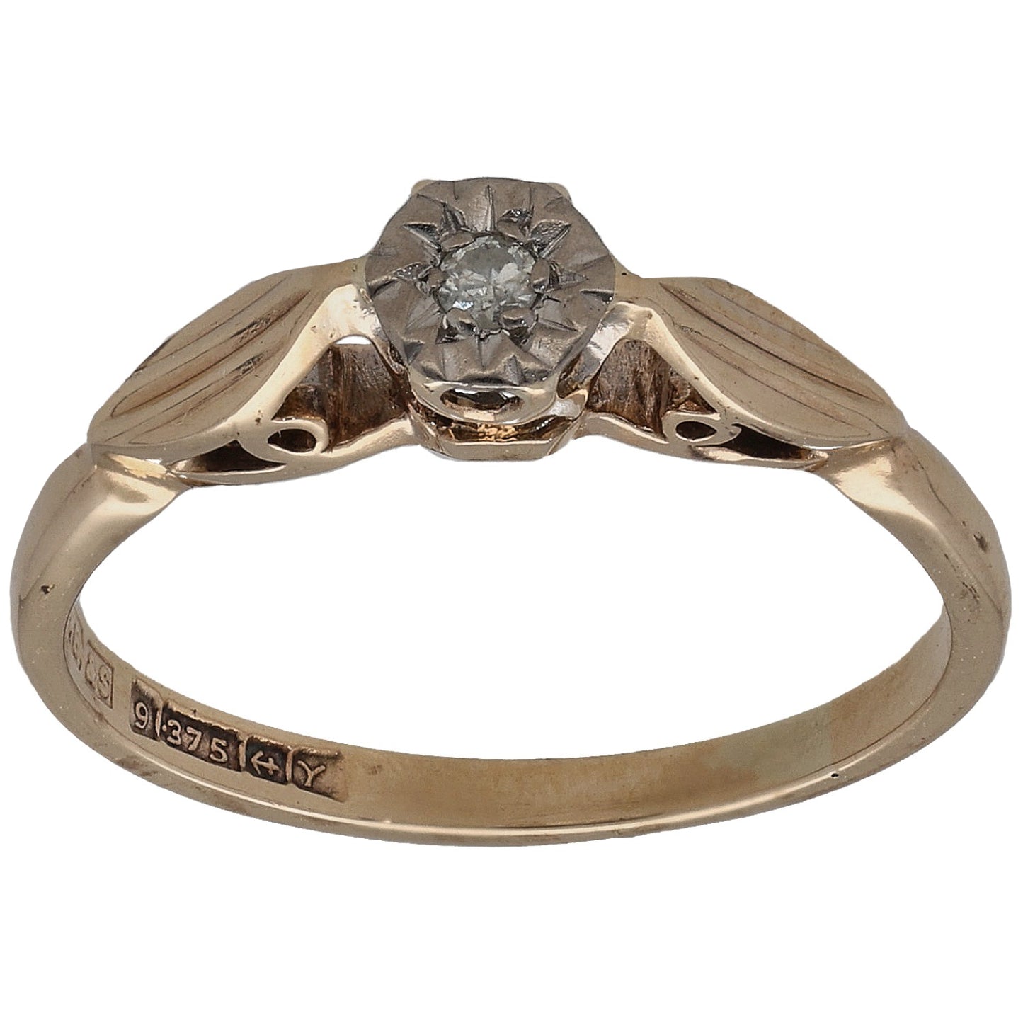 9ct Gold 0.03ct Diamond Solitaire Ring Size L