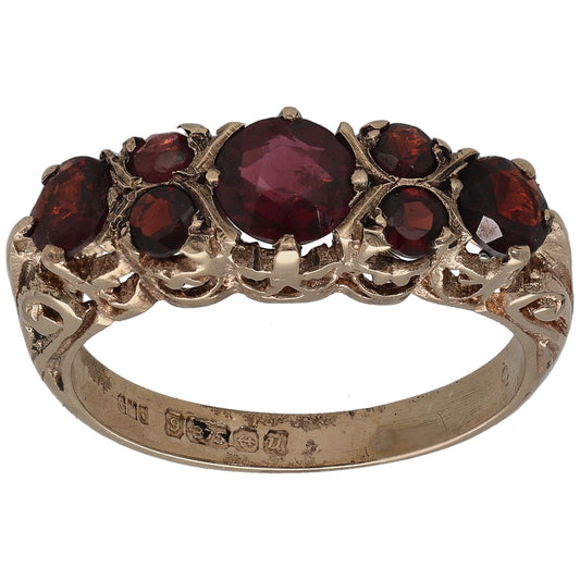 9ct Rose Gold Garnet Dress/Cocktail Ring Size M