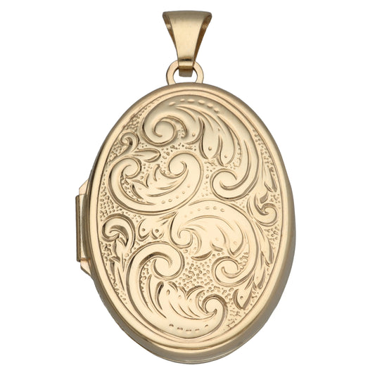9ct Gold Patterned Locket Pendant