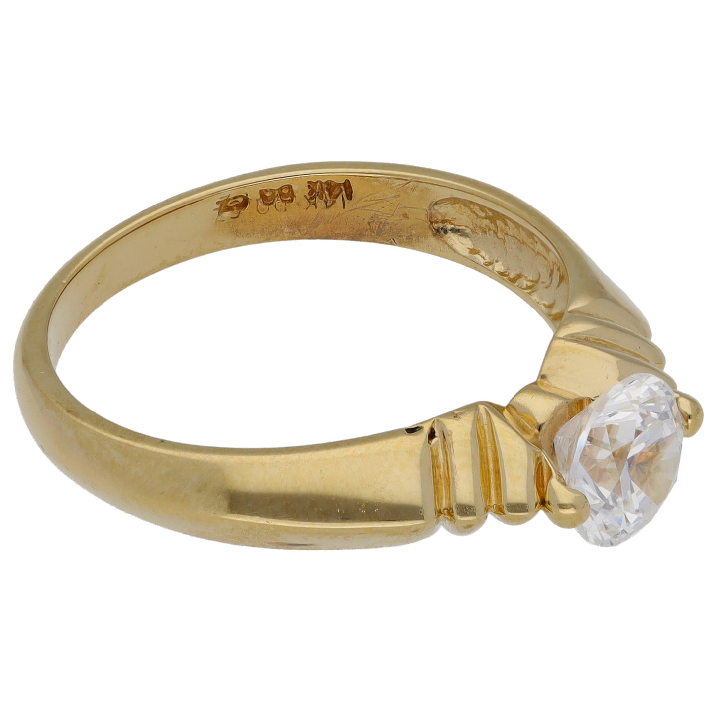 14ct Gold Cubic Zirconia Single Stone Ring Size Q