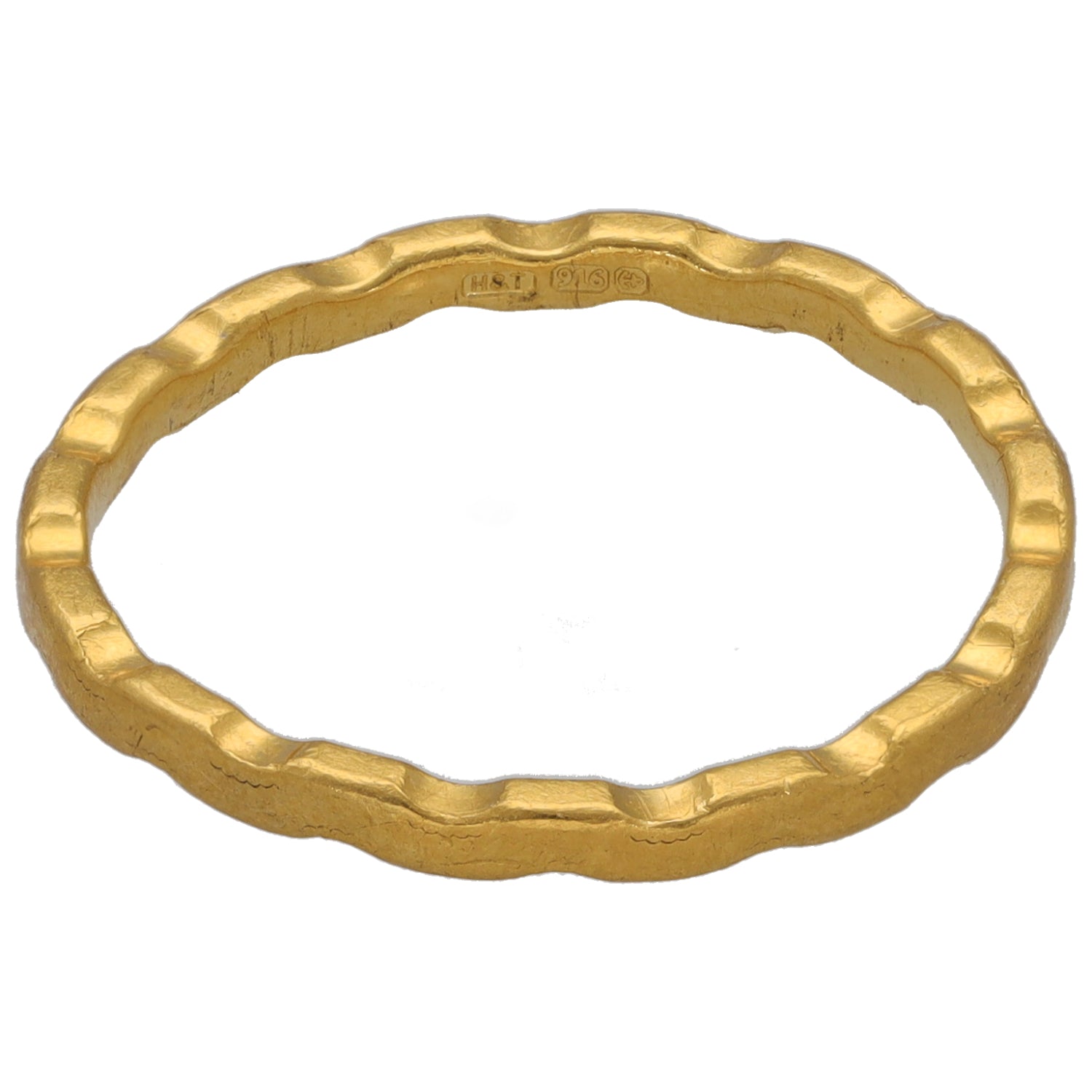Gold alternative ring, size L, smooth inner band with stamped markings