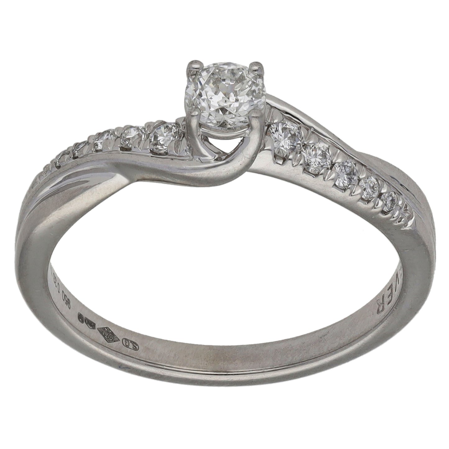 18ct Gold 0.45ct Diamond Solitaire Ring With Accent Stones Size K