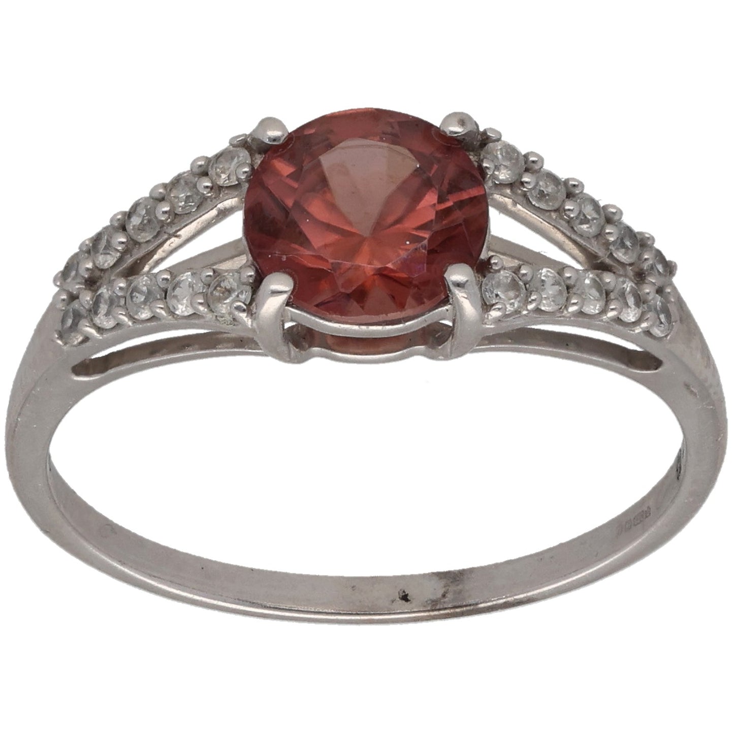 9ct White Gold Zircon & Imitation Dress/Cocktail Ring Size P