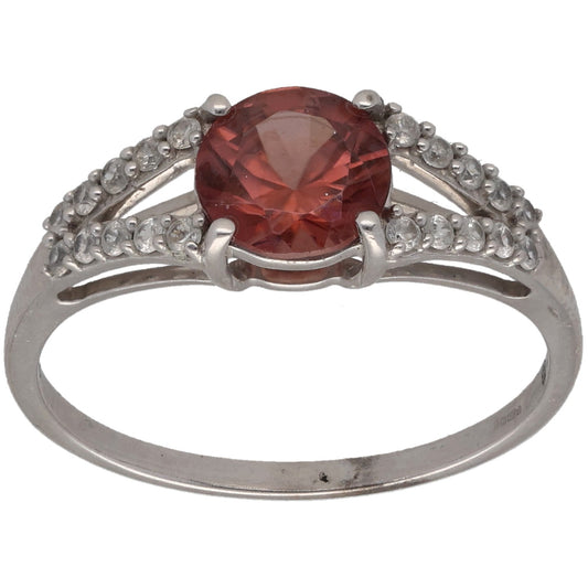 9ct White Gold Zircon & Imitation Dress/Cocktail Ring Size P