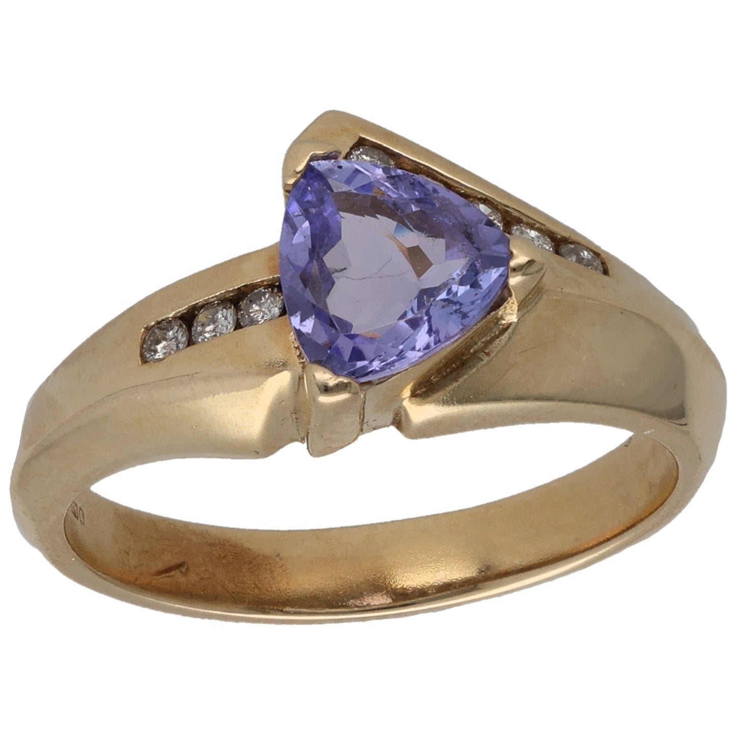9ct Gold Tanzanite & 0.08ct Diamond Dress/Cocktail Ring Size L