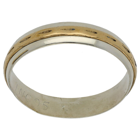 9ct Bicolour Gold Patterned Wedding Ring Size U
