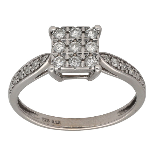9ct White Gold 0.33ct Diamond Dress/Cocktail Ring Size N