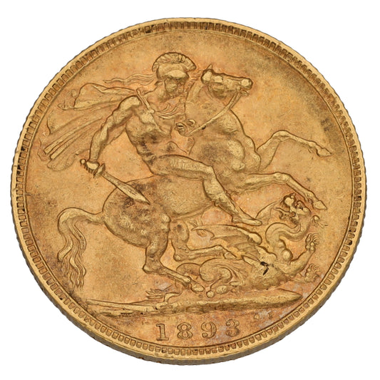 22ct Gold Queen Victoria Full Sovereign Coin 1893