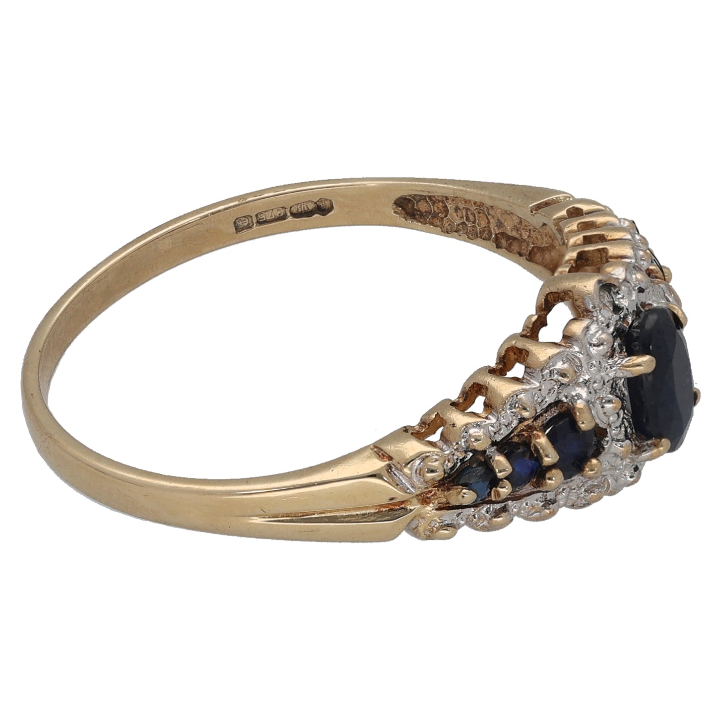 9ct Gold Sapphire & 0.01ct Diamond Dress/Cocktail Ring Size W