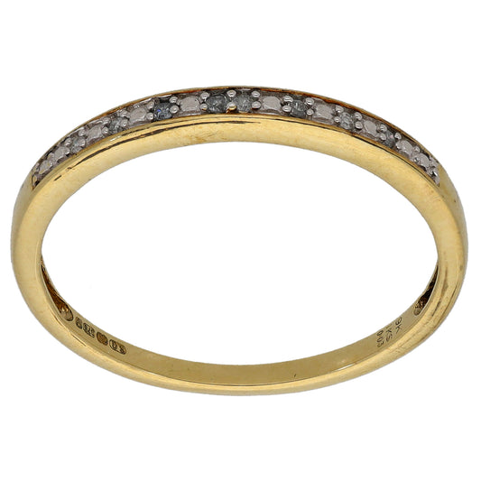 9ct Gold 0.05ct Diamond Half Eternity Ring Size S
