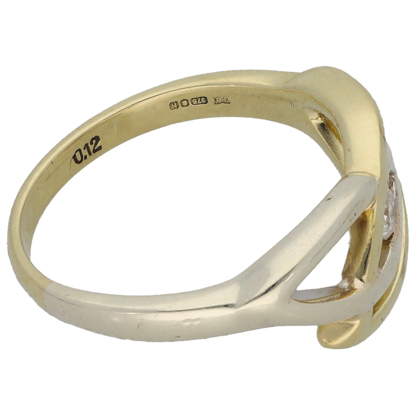 9ct Bicolour Gold 0.12ct Diamond Solitaire Ring Size L