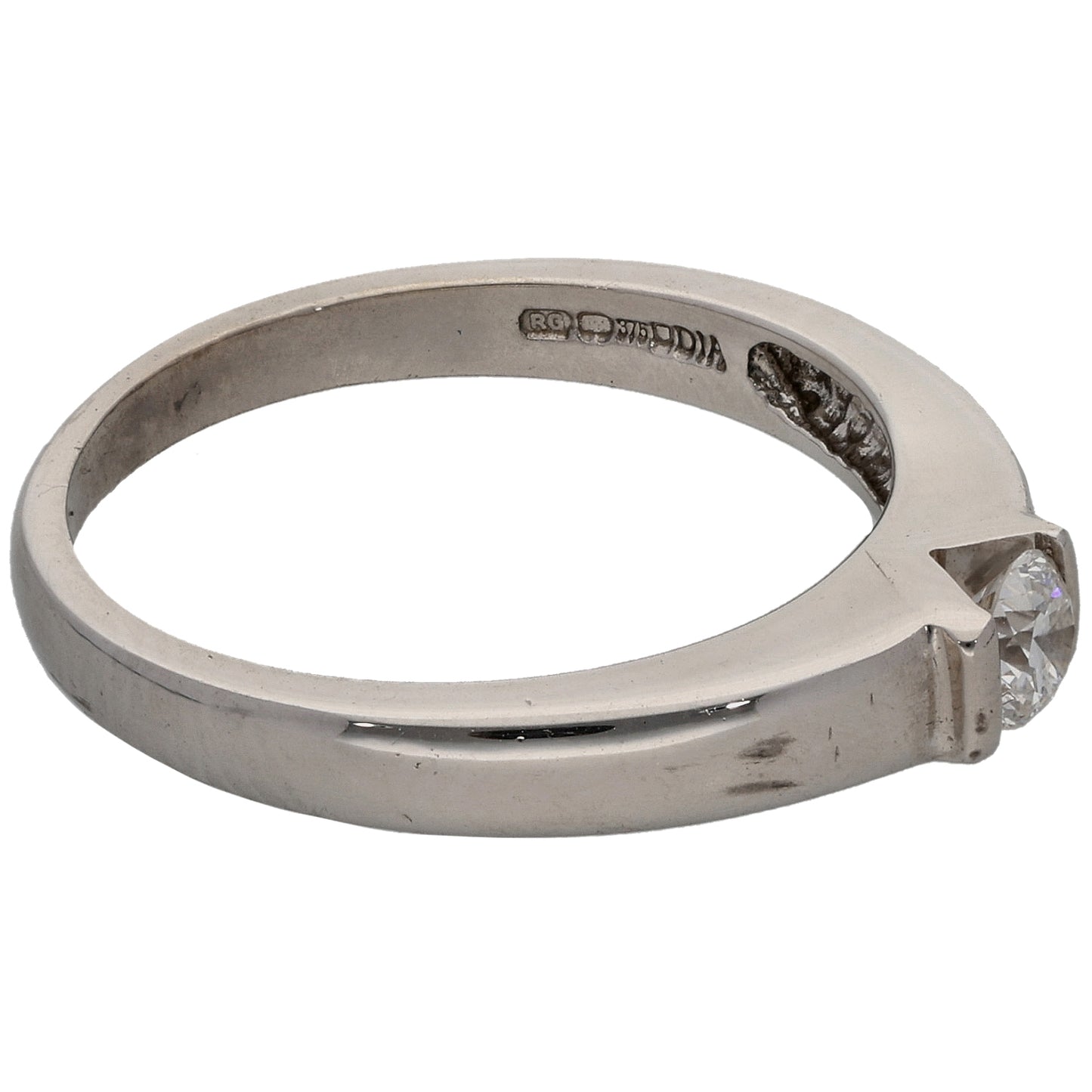 9ct White Gold 0.24ct Diamond Solitaire Ring Size O