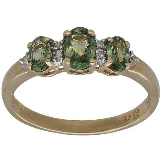 9ct Gold Sapphire & 0.03ct Diamond Dress/Cocktail Ring Size P