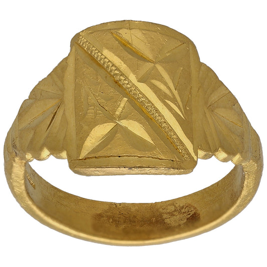 22ct Gold Patterned Signet Ring Size T