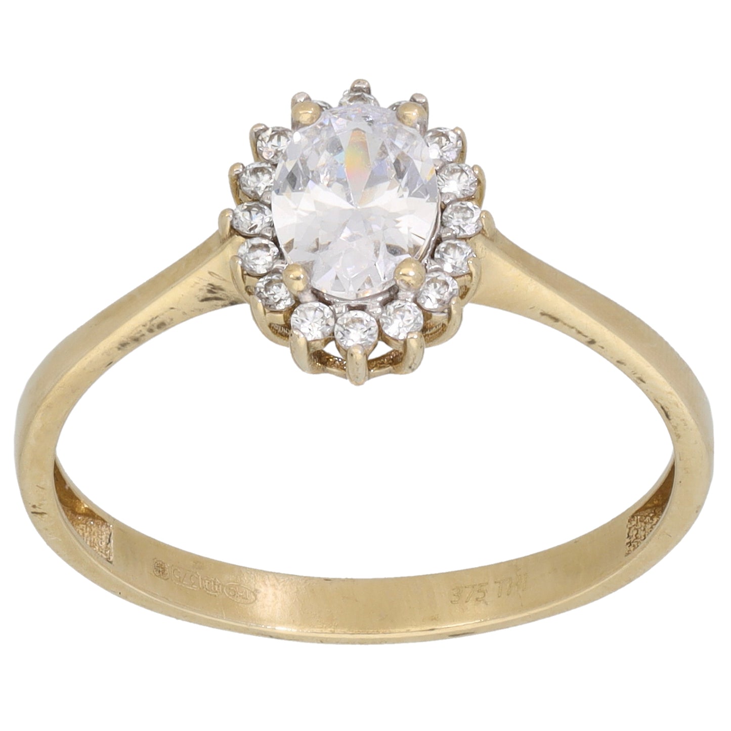 9ct Gold Cubic Zirconia Cluster Ring Size S