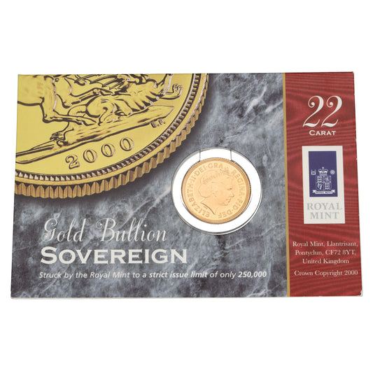 22ct Gold Queen Elizabeth II Full Sovereign Coin 2000