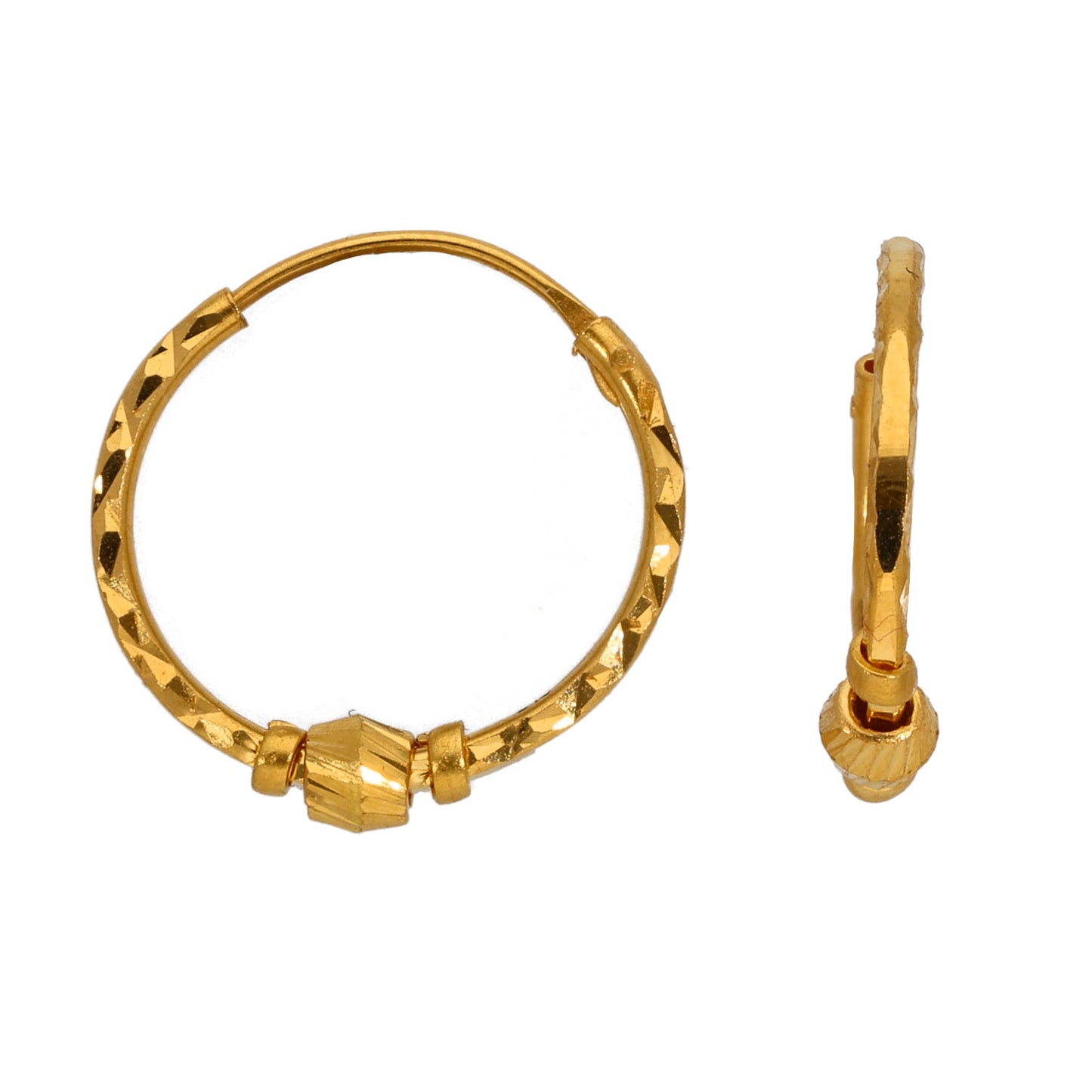 New 22ct Gold Beaded Fancy Hoop Earrings