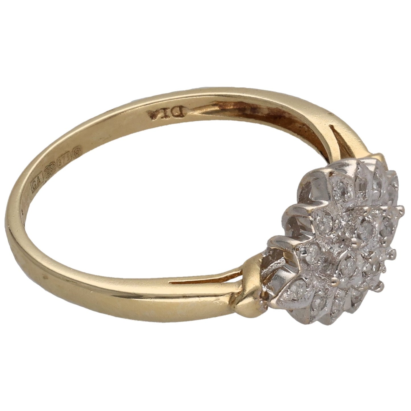 9ct Gold 0.08ct Diamond Cluster Ring Size N