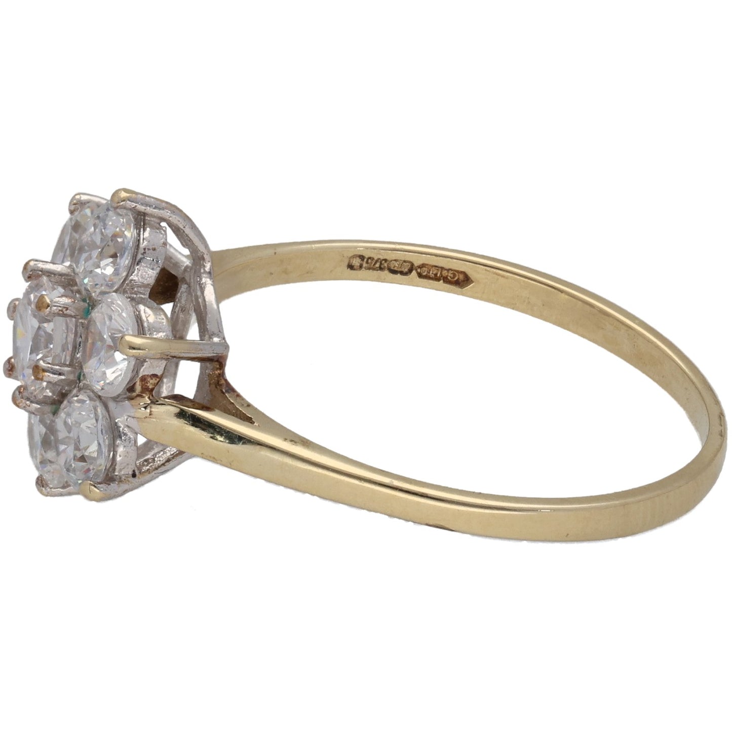 9ct Gold Cubic Zirconia Dress/Cocktail Ring Size P