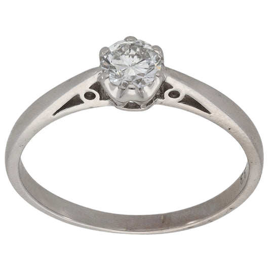 18ct White Gold 0.33ct Diamond Solitaire Ring Size O