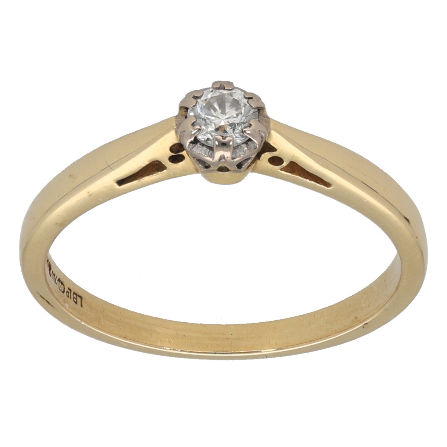 18ct Gold 0.15ct Diamond Solitaire Ring Size L