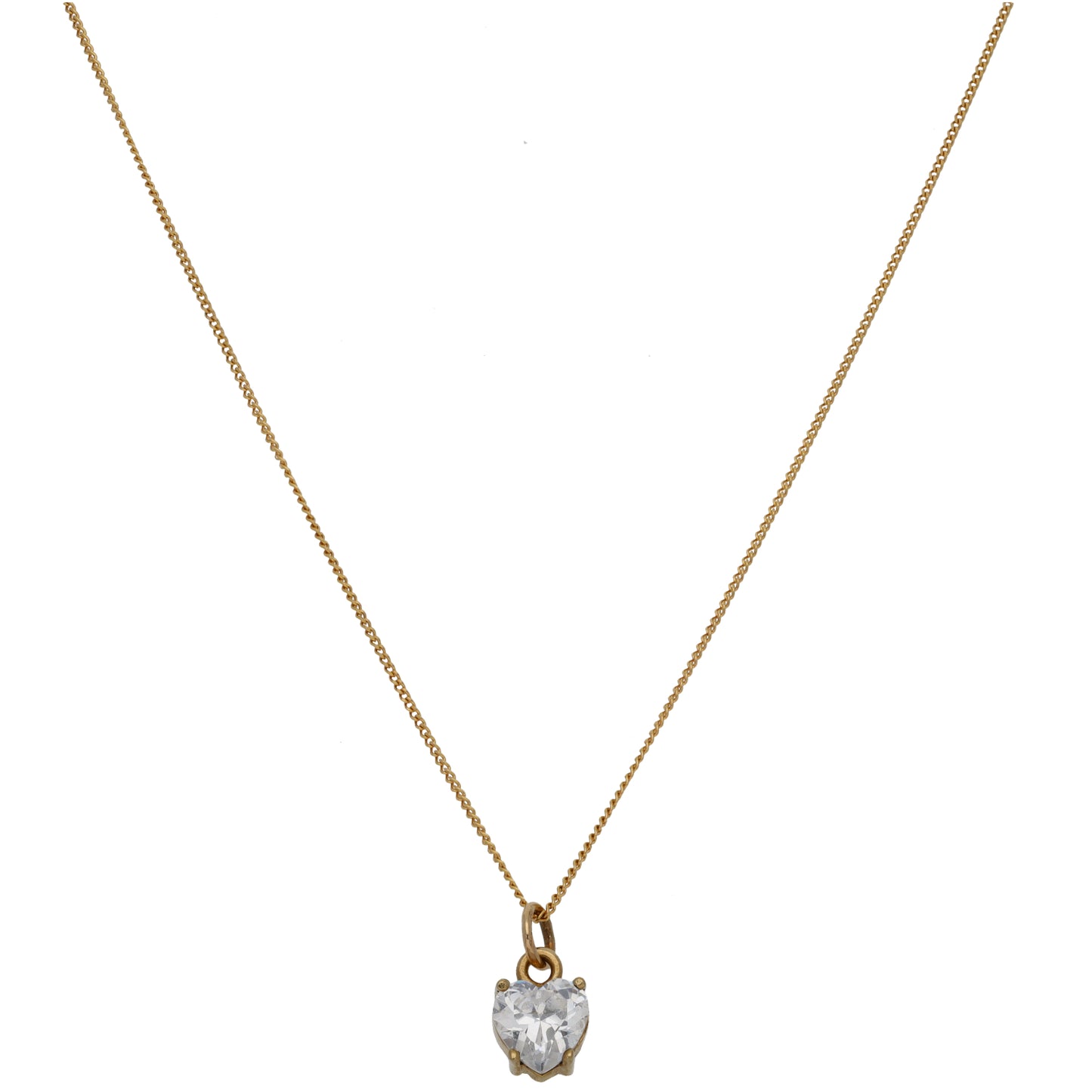 9ct Gold Cubic Zirconia Heart Pendant With Chain