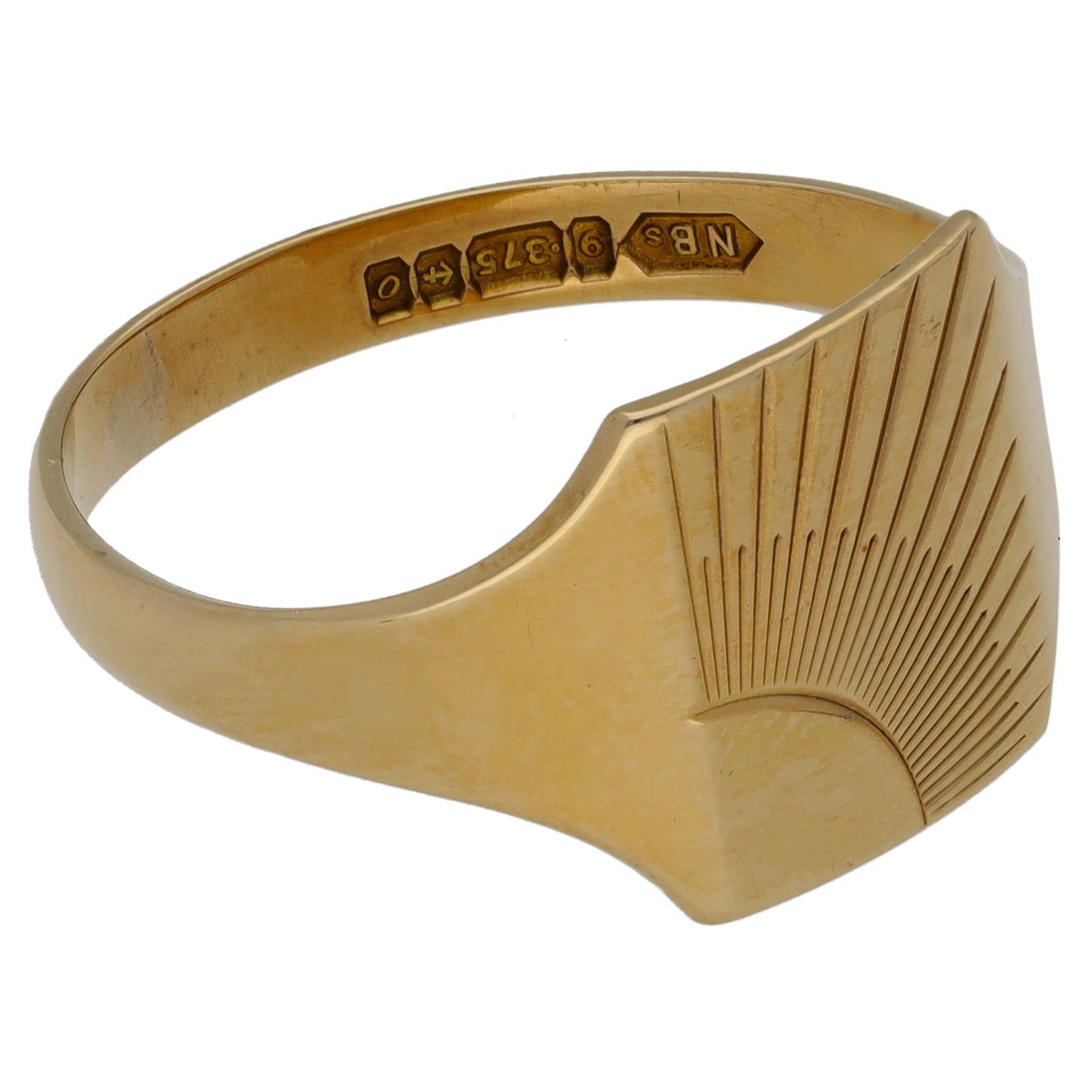 9ct Gold Patterned Signet Ring Size U