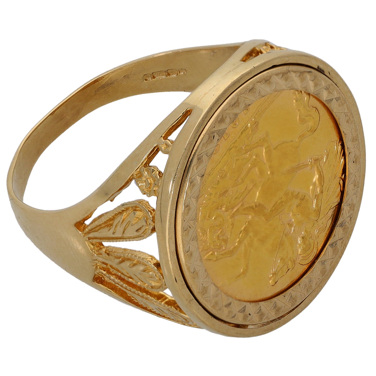 9ct Gold Half Sovereign Coin Ring Size V