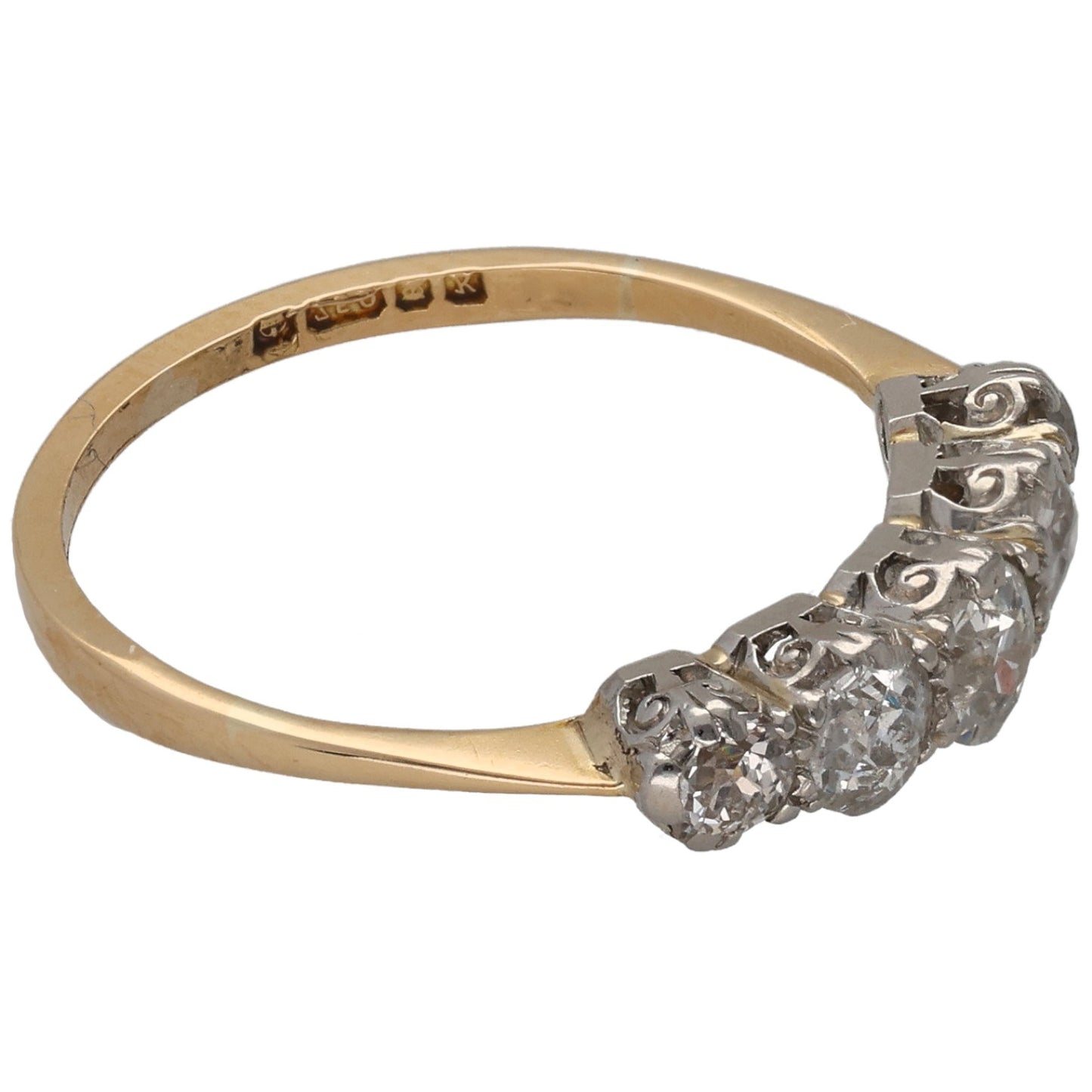 18ct Gold 0.68ct Diamond Half Eternity Ring Size N
