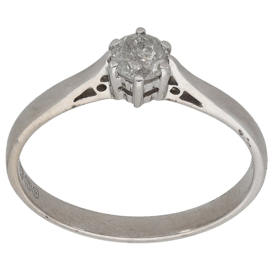 9ct White Gold 0.30ct Diamond Solitaire Ring Size O