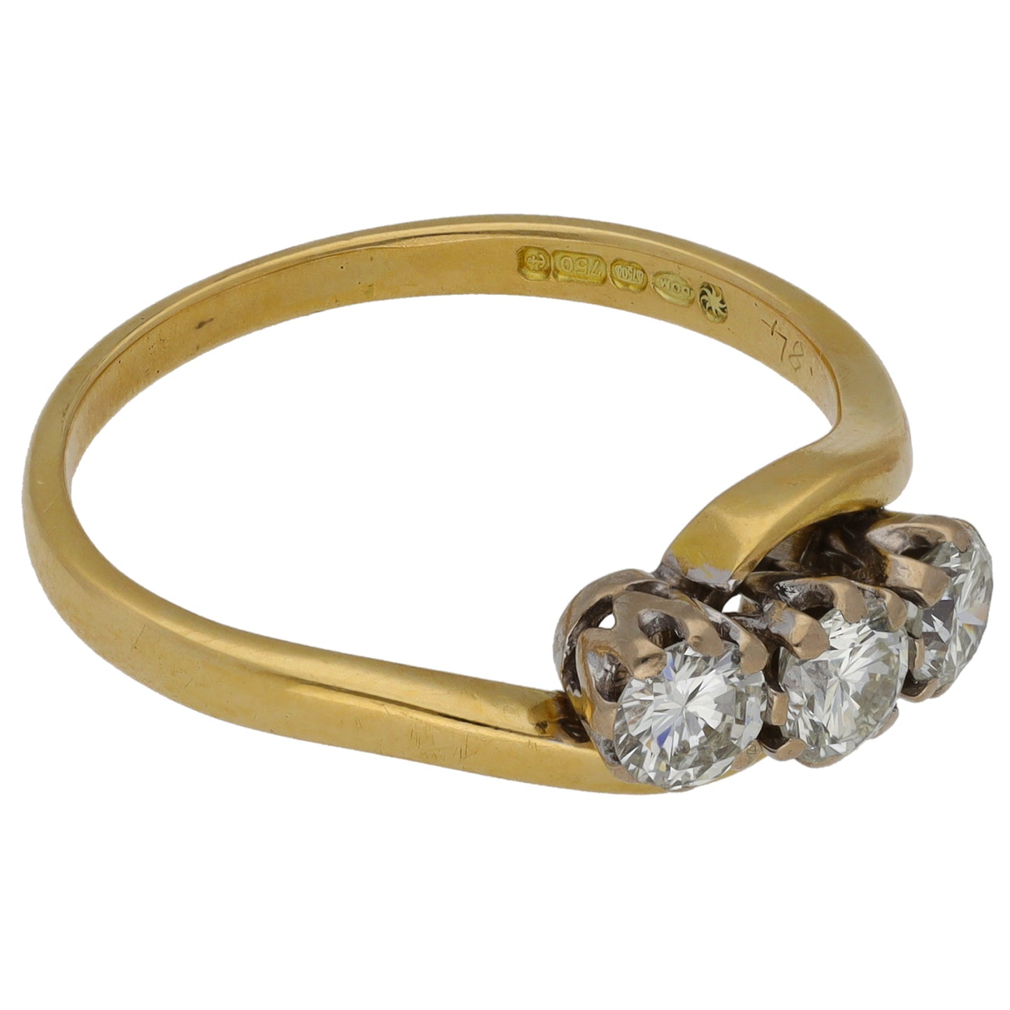 18ct Gold 0.90ct Diamond Trilogy Ring Size R