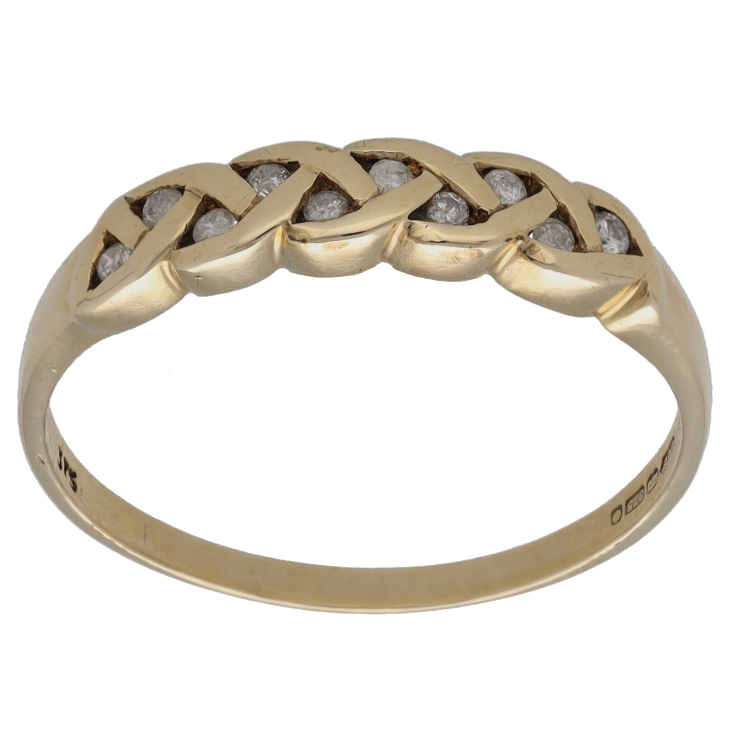 9ct Gold 0.10ct Diamond Half Eternity Ring Size P