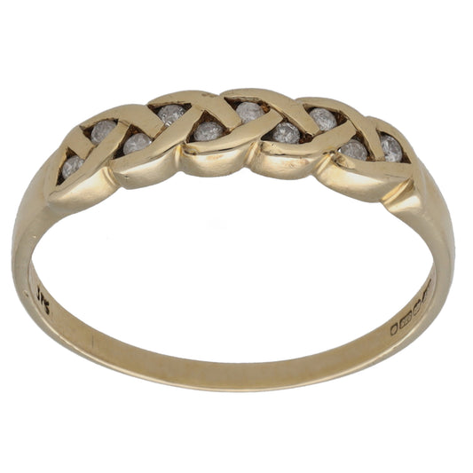 9ct Gold 0.10ct Diamond Half Eternity Ring Size P