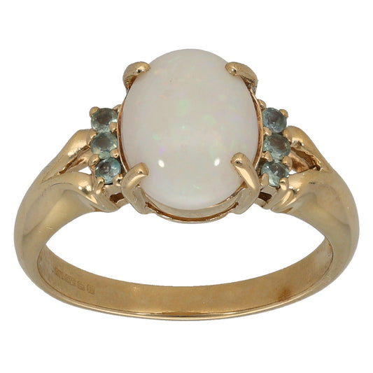 9ct Gold Opal & Chrysoberyl Dress/Cocktail Ring Size N