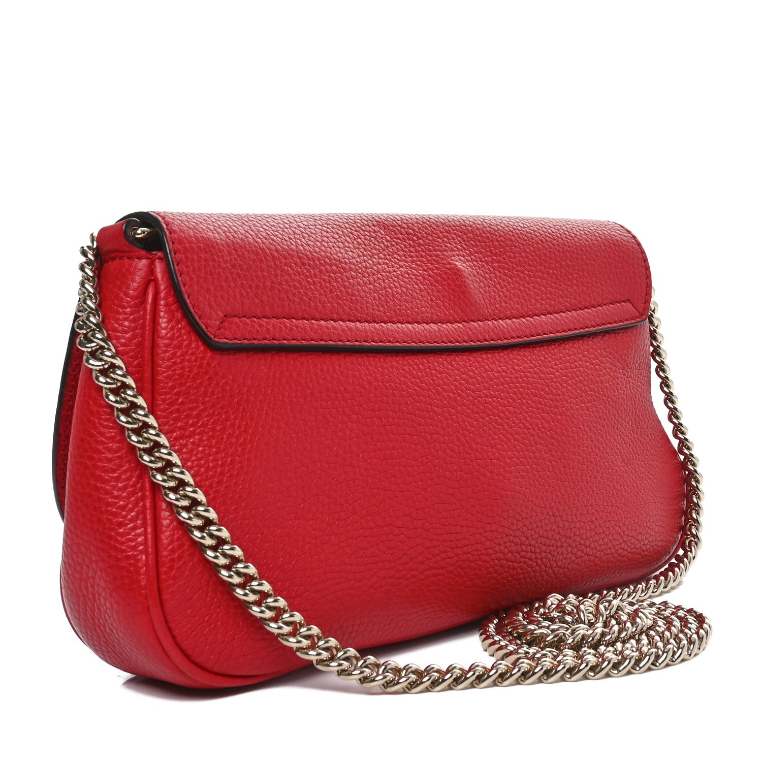 Gucci Soho Flap Crossbody Pebbled Calfskin Leather Bag - Red | H&T