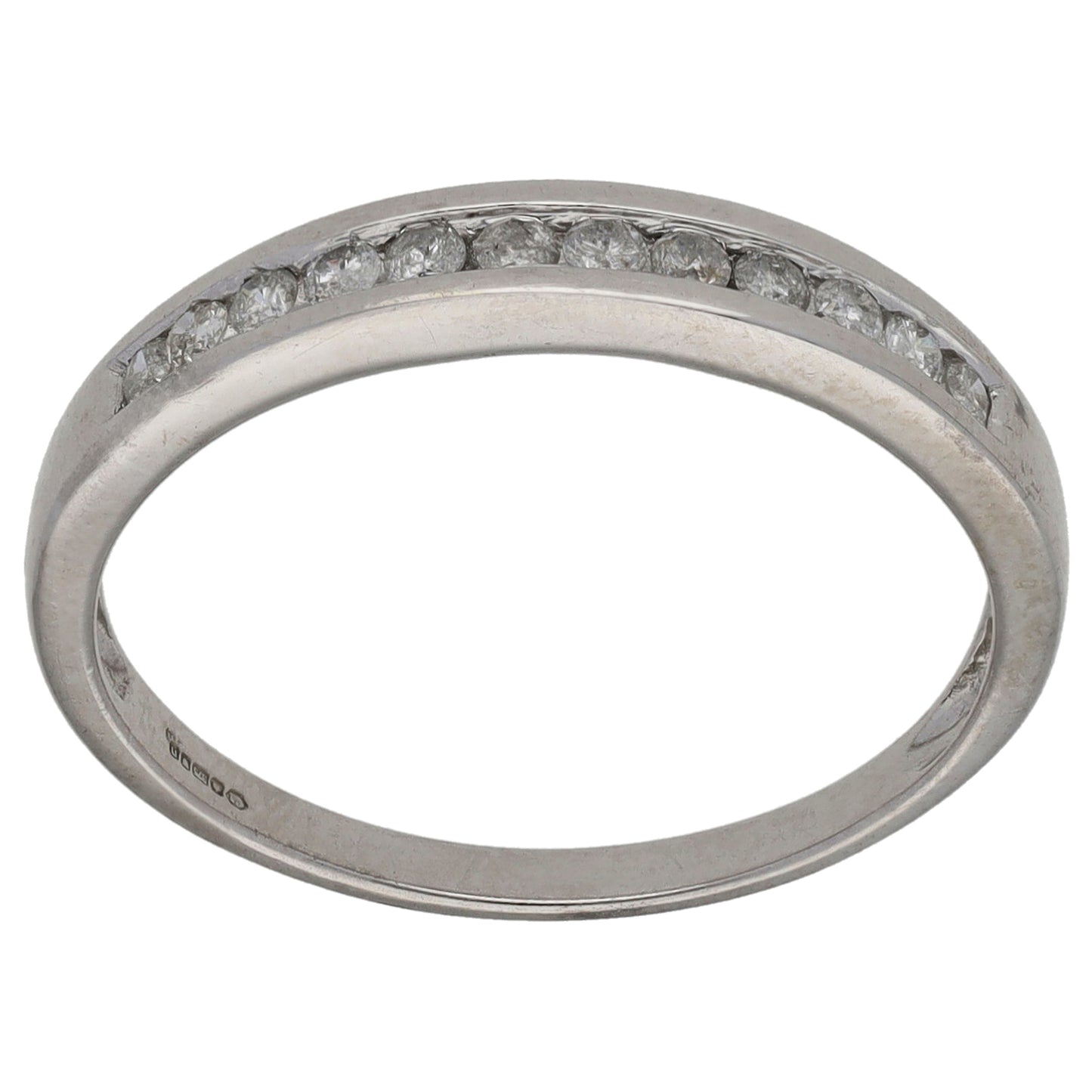 18th 9ct White Gold 0.25ct Diamond Half Eternity Ring Size Q