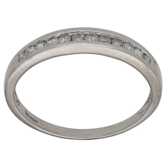 18th 9ct White Gold 0.25ct Diamond Half Eternity Ring Size Q