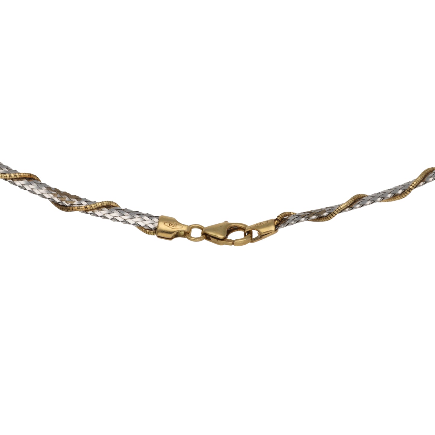 18ct Bi-Colour Gold Fancy Necklace 16"