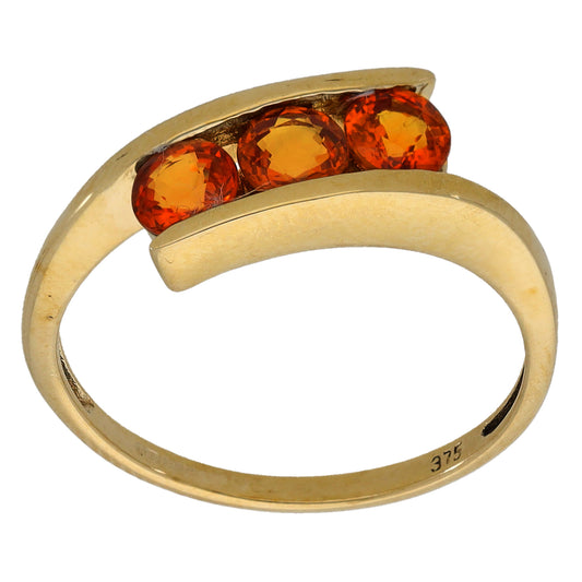 9ct Gold Sapphire Three Stone Ring Size N