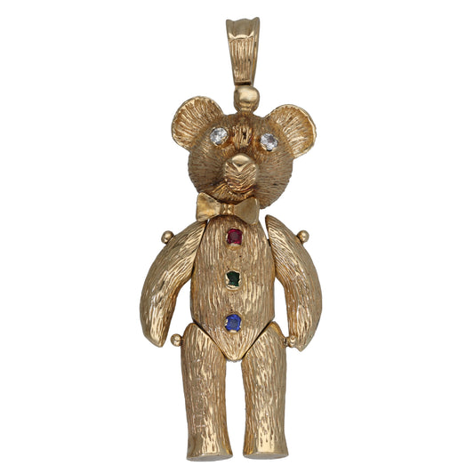 9ct Gold Imitation Gems Teddy Bear Pendant