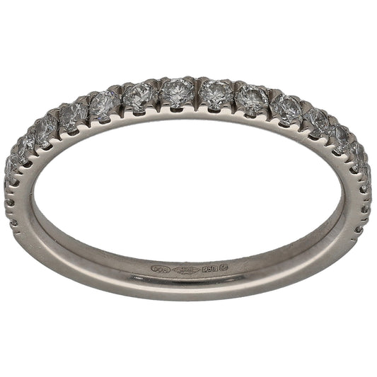 Platinum half eternity ring with round diamonds in a continuous row, size K