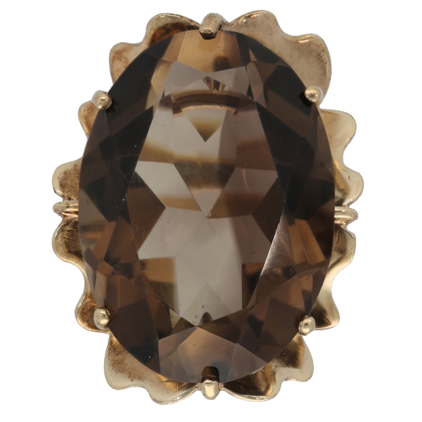 9ct Gold Smoky Quartz Single Stone Ring Size M