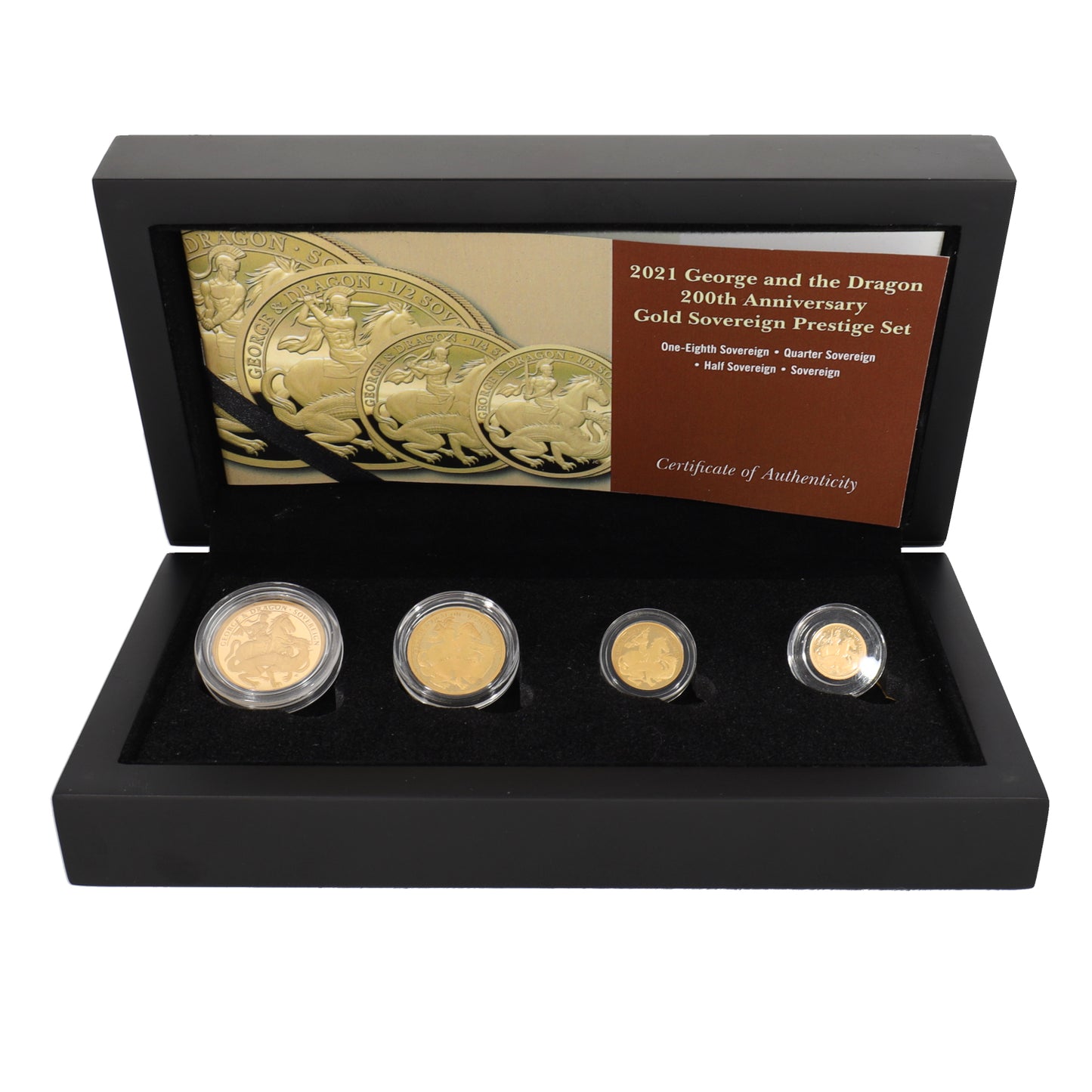 22ct Gold George And The Dragon 200th Anniversary Sovereign Coin Set 2021