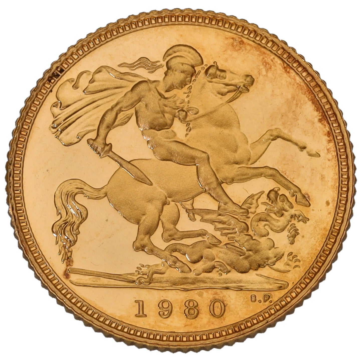 22ct Gold Queen Elizabeth II Half Sovereign Coin 1980
